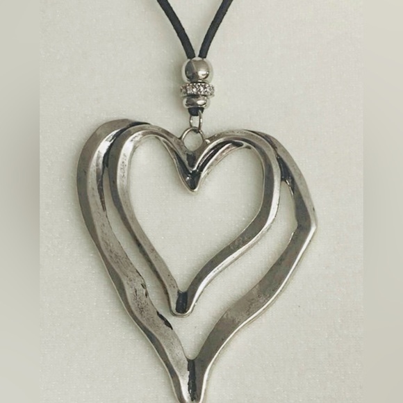 Heart-Shaped Double Layer Pendant Velvet Wax Thread Adjustable Vintage Necklace - Picture 6 of 6